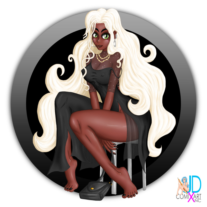 dark-skinned_female feet jdcxart long_hair long_legs pose sitting