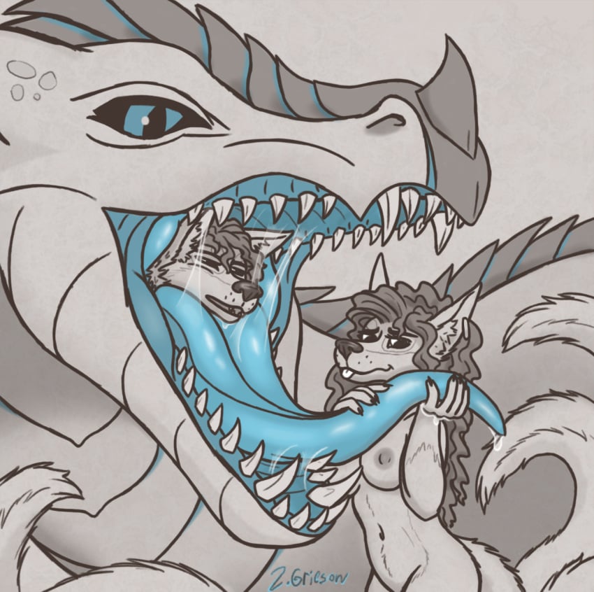 anthro blep blue_eyes blue_tongue bodily_fluids breasts dragon female feral greenwolf group hi_res holding_tongue in_mouth in_throat longtailshorttemper male mawplay multi_tail nude open_mouth oral_vore saliva saliva_string tail teeth tongue tongue_out tongue_play tongueplay trio vore xero_(captainscales) zachary_(longtailshorttemper) zalia_(longtailshorttemper)