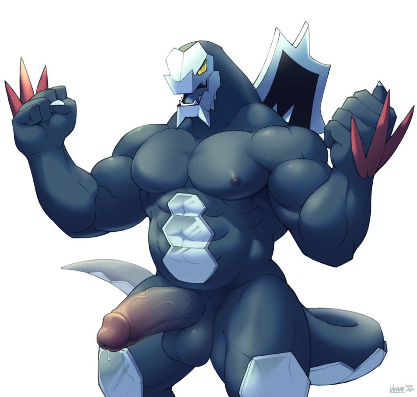 2022 abs anthro back_spines balls bara baxcalibur biceps bodily_fluids bottomwear bulge claws clothing dark_body dark_skin digital_drawing_(artwork) digital_media_(artwork) dragon dripping erection generation_9_pokemon genital_fluids genitals glans hand_spike hexagon hi_res humanoid_genitalia humanoid_penis ice kaiju male male_only muscular muscular_anthro muscular_male muscular_thighs nintendo nipples open_mouth pecs penis penis_base pokémon_(species) pokemon pokemon_(species) pose precum precum_drip raised_arms reflective reptile scalie serratus sharp_claws sharp_teeth simple_background solo teeth triceps underwear video_games voviat white_background yellow_eyes