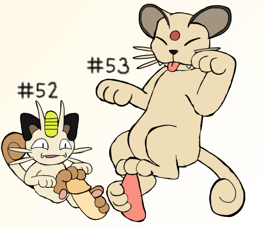 2020s 2023 3_toes ambiguous_gender digital_media_(artwork) erection feet feral foot_fetish foot_play footjob genitals hi_res male meowth nintendo open_mouth paws penis persian pokemon pokemon_(species) secretsableye sex simple_background smile text toes tongue