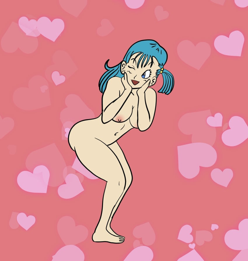 ass blue_eyes breasts bulma bulma_briefs dragon_ball dragon_ball_(classic) edit edited lewdwigvondrake looking_back screenshot screenshot_edit teal_hair teenage_bulma teenage_girl teenager wink