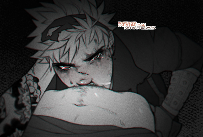 blowjob dacryphilia deepthroat katsuki_bakugou khyvafterdark male male_only my_hero_academia penis running_makeup tears