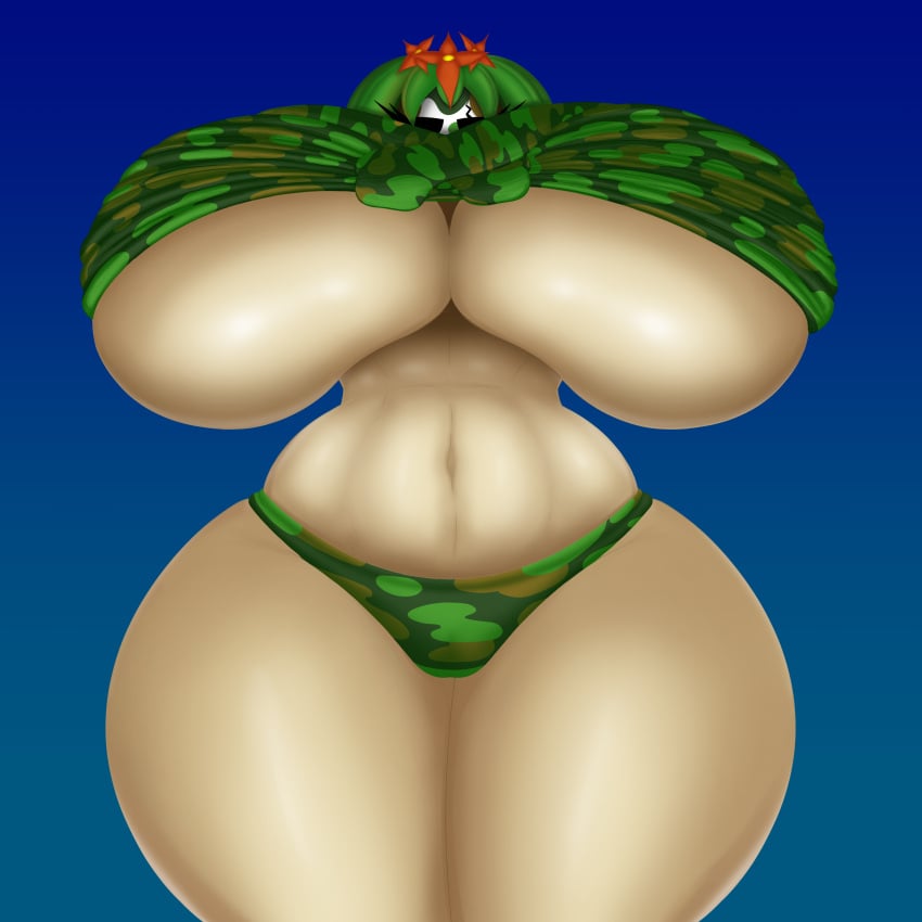 1girls 2022 abs big_breasts bimbo breasts breasts_bigger_than_head camo camouflage clothing curvy female flower gigantic_breasts green_clothing hourglass_figure huge_breasts hyper_breasts mario_(series) mask midriff navel nintendo panties paper_mario partially_clothed plant raised_clothing removing_clothing shy_gal solo spy_guy stomach supermoonshroom thick_thighs thighs underboob underwear video_games voluptuous watermark wide_hips