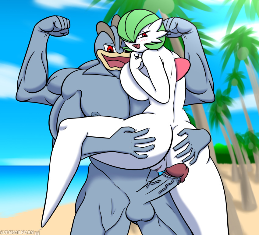 alternate_version_available anthro anus beach before_sex big_balls big_penis blush breasts breasts_on_chest derivative_work dick erection flexing foreskin gardevoir green_hair happy interspecies lifting machamp muscle muscles muscular muscular_male naked naked_female naked_male nipples nude nude_female nude_male nudist nudist_beach outdoor_nudity outdoor_sex outdoors outside outside_sex pokémon_(species) pokemon pokemon_(species) red_eyes reference_work self_upload size_difference squished_breasts standing straight supermilkman throbbing throbbing_penis vagina