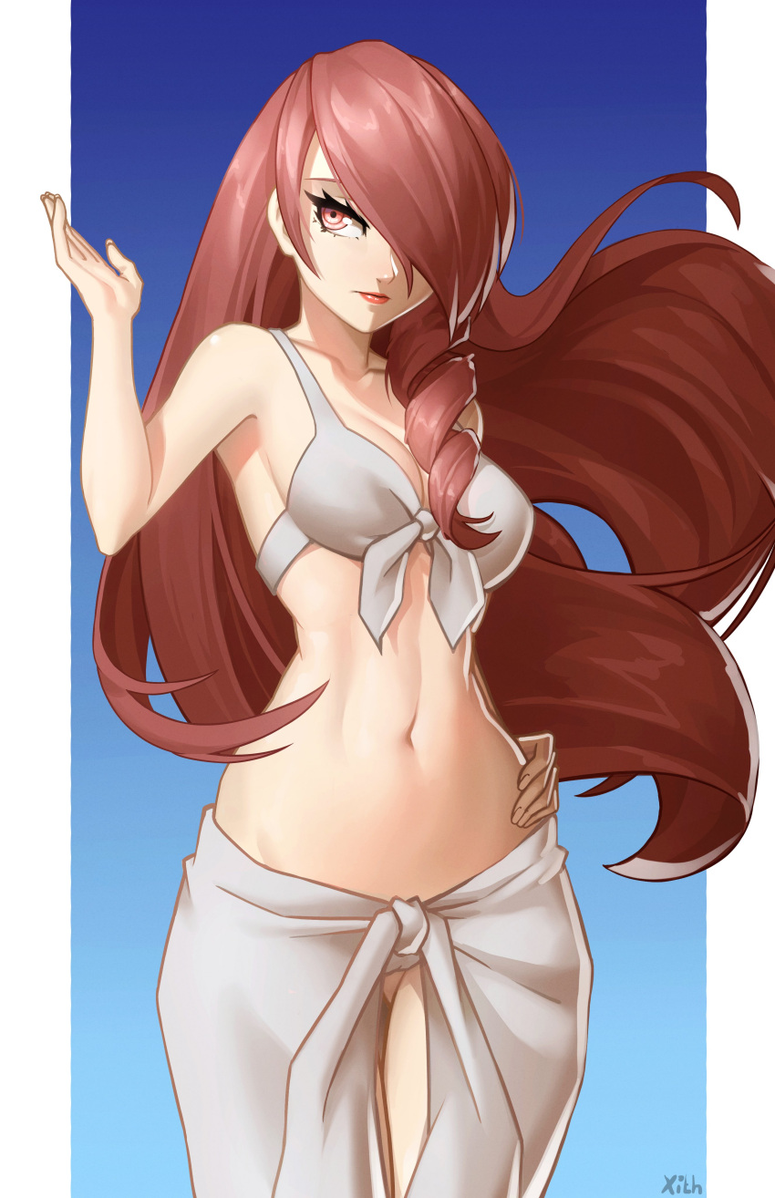 atlus breasts female female_only mitsuru_kirijo persona persona_3 red_eyes red_hair solo tagme x_xith_x