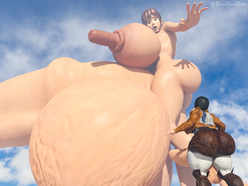 2futas 3d attack_on_titan big_breasts clothed clothing completely_nude cum cum_flood excessive_cum foreskin fully_clothed futa_giantess futa_only futa_with_futa futanari giantess hands-free handsfree_ejaculation huge_ass huge_balls huge_breasts huge_cock hyper hyper_balls hyper_penis long_nipples micro midriff mikasa_ackerman naked nude nude_futanari pale_skin renrenrew retracted_foreskin sasha_braus standing surprised thick_ass thick_foreskin thick_nipples thick_penis thick_thighs what