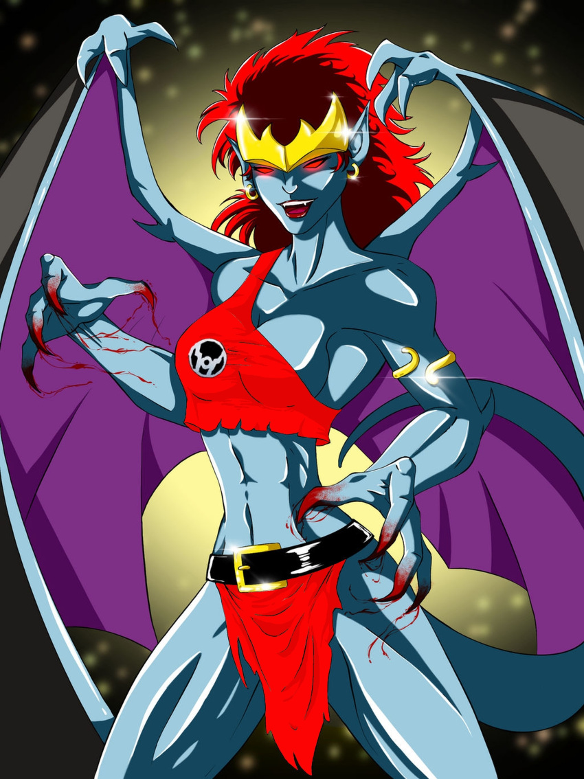 big_breasts bleez_2.0 blood_colored_girdle blood_stained_chest_cloth blood_stained_clothes blood_stained_loincloth bloody_claws clawed_fingers crossover dc_comics demona demona_(gargoyles) gargoyles human_blood_stained_cloths red_lantern red_lantern_corps