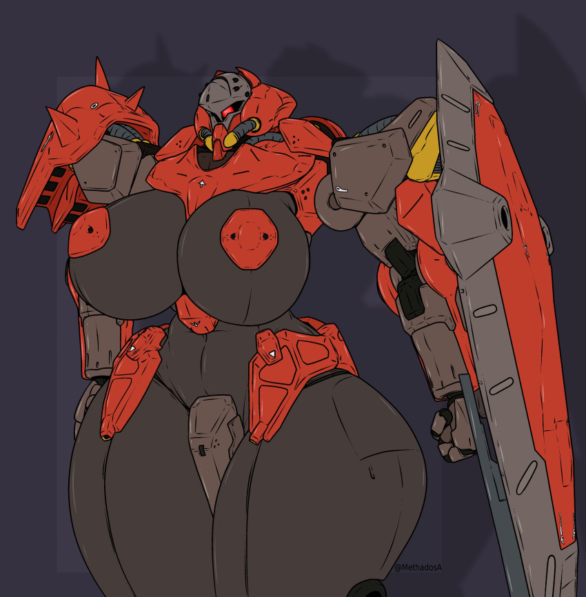 1girls big_breasts breasts gundam gundam_hathaway's_flash huge_breasts humanoid mecha messer methados mobile_suit robot robot_girl thick_thighs