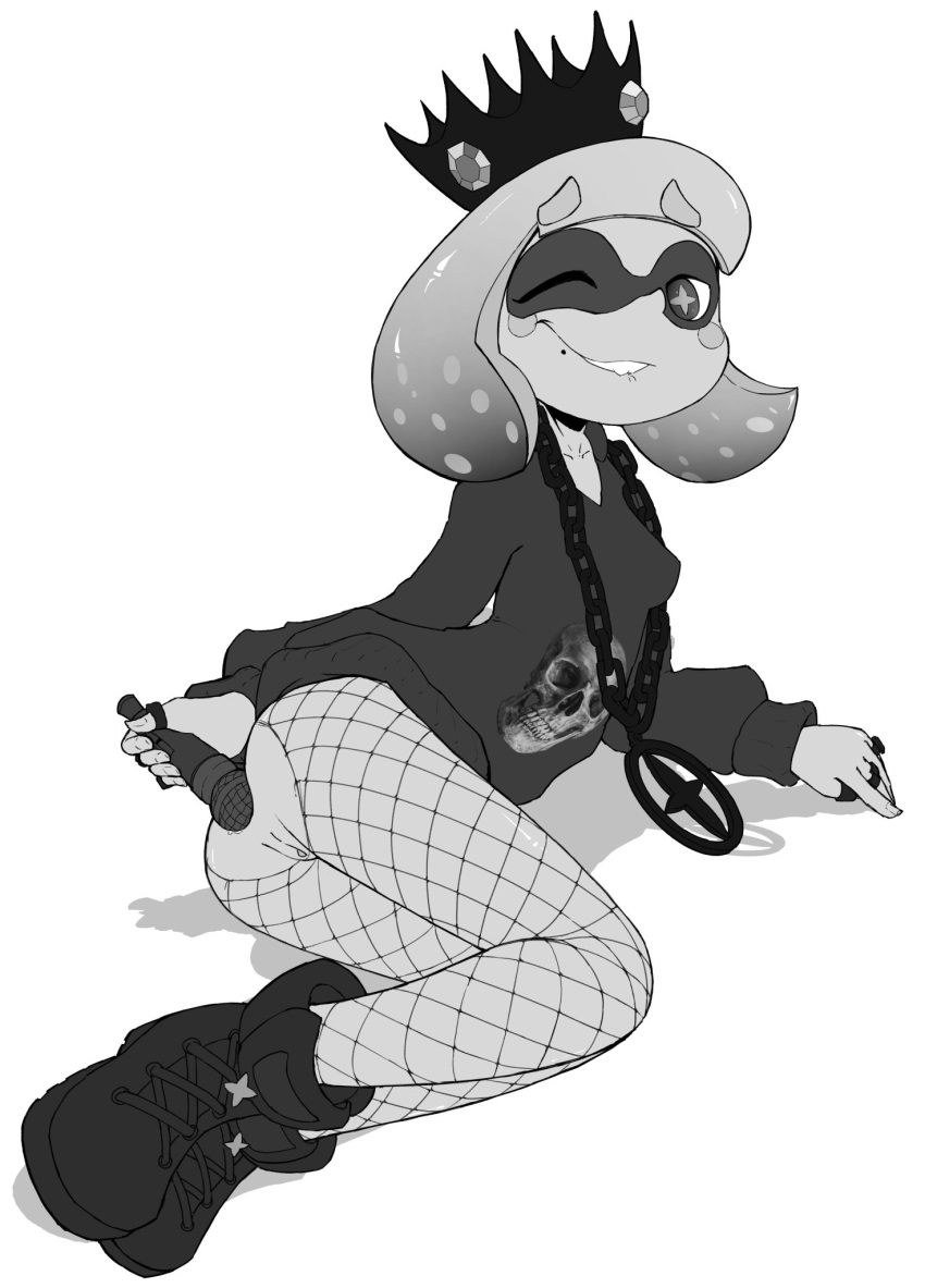 ass asshole bubble_butt goth_girl imminent_fart microphone microphone_in_ass pearl_(splatoon) splatoon splatoon_(series) splatoon_2 wink