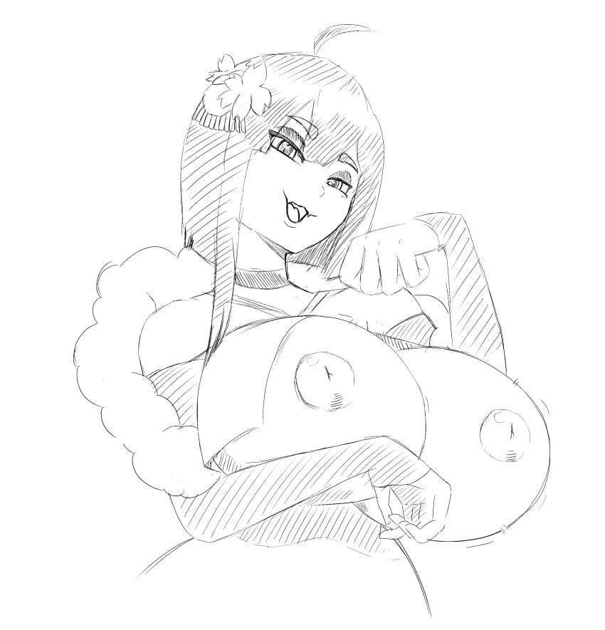 1girls animal_humanoid areolae big_breasts breasts breasts_out darkclawnsf eyebrows_visible_through_hair female female_only flower_in_hair huge_breasts indie_virtual_youtuber inverted_nipples monochrome nipples open_mouth reptile_humanoid saavlewd sketch snake_girl snake_humanoid virtual_youtuber white_background