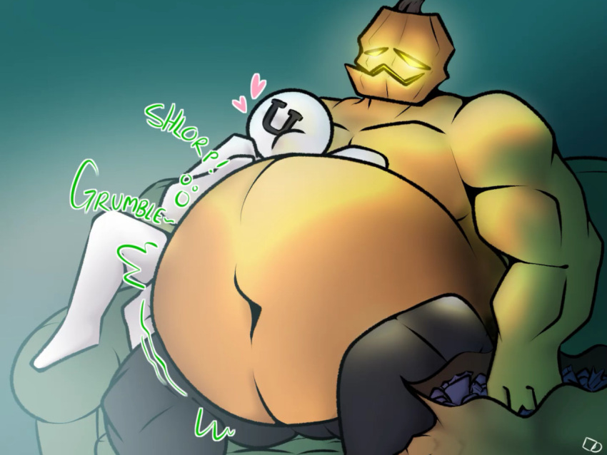 belly_rub ben_(squintingboi) big_belly pumpkin pumpkin_head squintingboi stuffed stuffed_belly