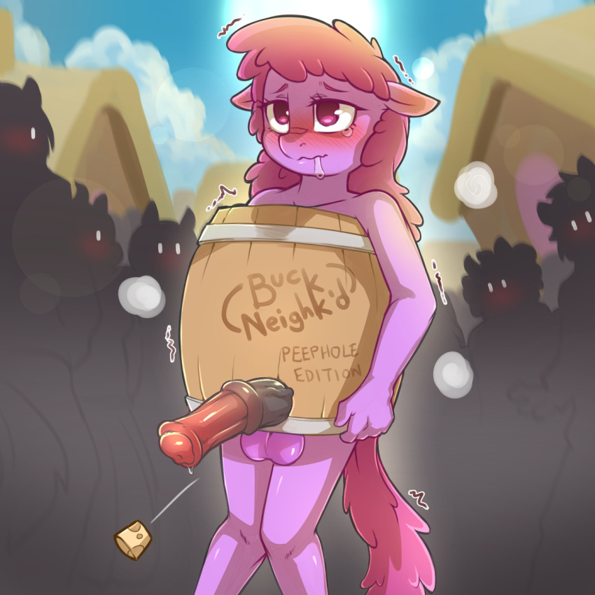 1futa animal_genitalia animal_penis anthro anthrofied berry_punch_(mlp) blush cold-blooded-twilight equid equine equine_penis friendship_is_magic futa_only futadom futanari genitals hair hasbro hi_res intersex male mammal my_little_pony penis public purple_hair smooth_skin solo_futa