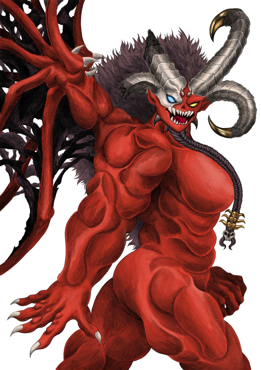 absurd_res anthro ass biceps big_breasts bloodthirster bone braided_beard breasts broken_horn chaos chaos_(warhammer) chaos_daemon claws convenient_censorship daemon_of_khorne daemon_prince demon demon_humanoid female fur hair hi_res horn humanoid long_hair looking_at_viewer mane membrane_(anatomy) membranous_wings muscular muscular_female muscular_thighs nails ninemoon_(artist) notched_wings nude open_mouth rule_63 serratus sharp_teeth simple_background skarbrand skull solo teeth thick_thighs tongue total_war:_warhammer triceps warhammer_(franchise) warhammer_40k warhammer_fantasy wings