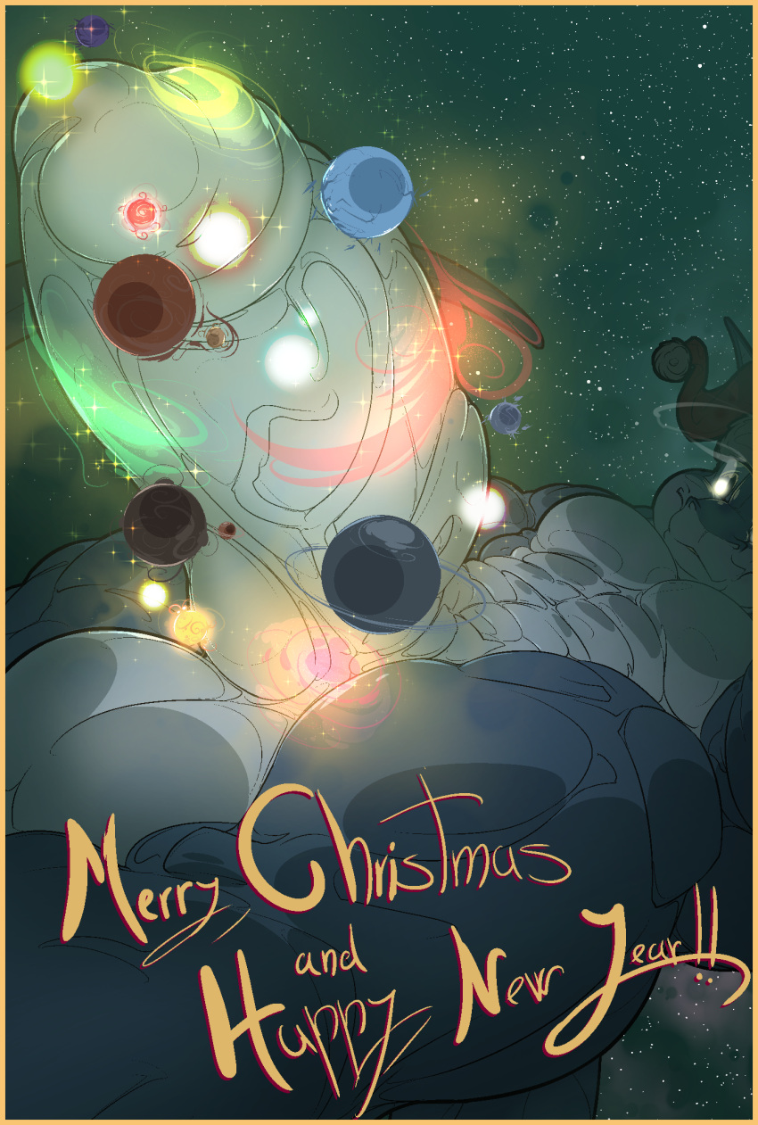 anthro balls big_balls christmas dragon genitals hi_res holidays huge_balls hybrid hyper hyper_balls hyper_genitalia jakob_(megfluff) macro male megfluff muscular space