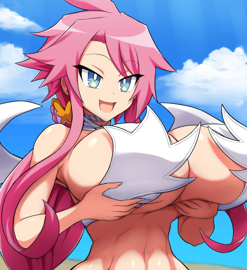 angel angel_wings artina big_breasts bikini bikini_top bimbo breast_lift breasts disgaea disgaea_4 flirting flirting_with_viewer gigantic_breasts holding_breast huge_breasts large_breasts looking_at_viewer massive_breasts nippon_ichi_software presenting_breasts seducing seductive