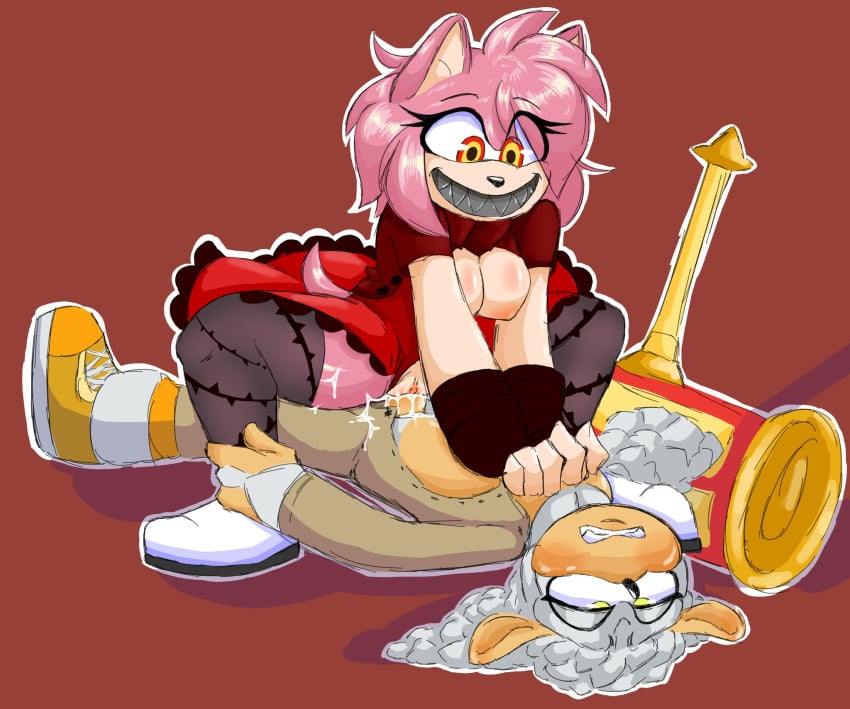 1boy 1boy1girl 1girls 2022 2023s amy_rose anthro boo_(sonic) caprine cowgirl_position dominant_female female femdom hammer male male/female malesub mayghely original_character penis piko_piko_hammer possessed_amy_rose questionable_consent ram red_eyes rolling_eyes sega sharp_teeth sheep sonic_(series) sonic_oc sonic_the_hedgehog_(series) straight submissive_male vaginal_penetration