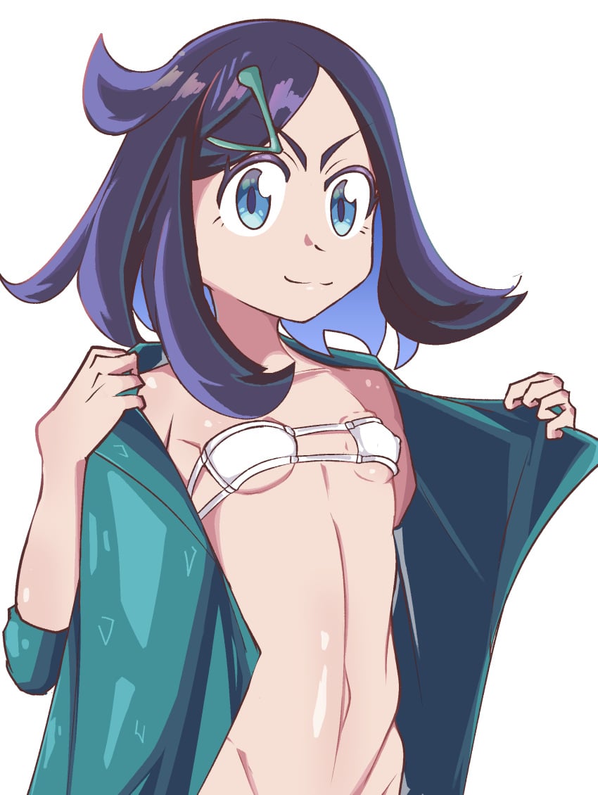 1girls 2022 bare_belly belly_button bikini blue_eyes blue_hair eyebrows eyepatch_bikini female game_freak hair_clip highres kurosu169 light-skinned_female light_skin liko_(pokemon) looking_at_viewer medium_hair nintendo olm_(studio) pokemon pokemon_(anime) pokemon_horizons small_breasts solo solo_female undressing