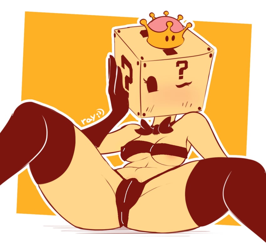 ?_block anthro bottom_view edit horny mario_(series) new_super_mario_bros._u_deluxe question_block questionette raydio submissive suggestive super_crown thighhighs