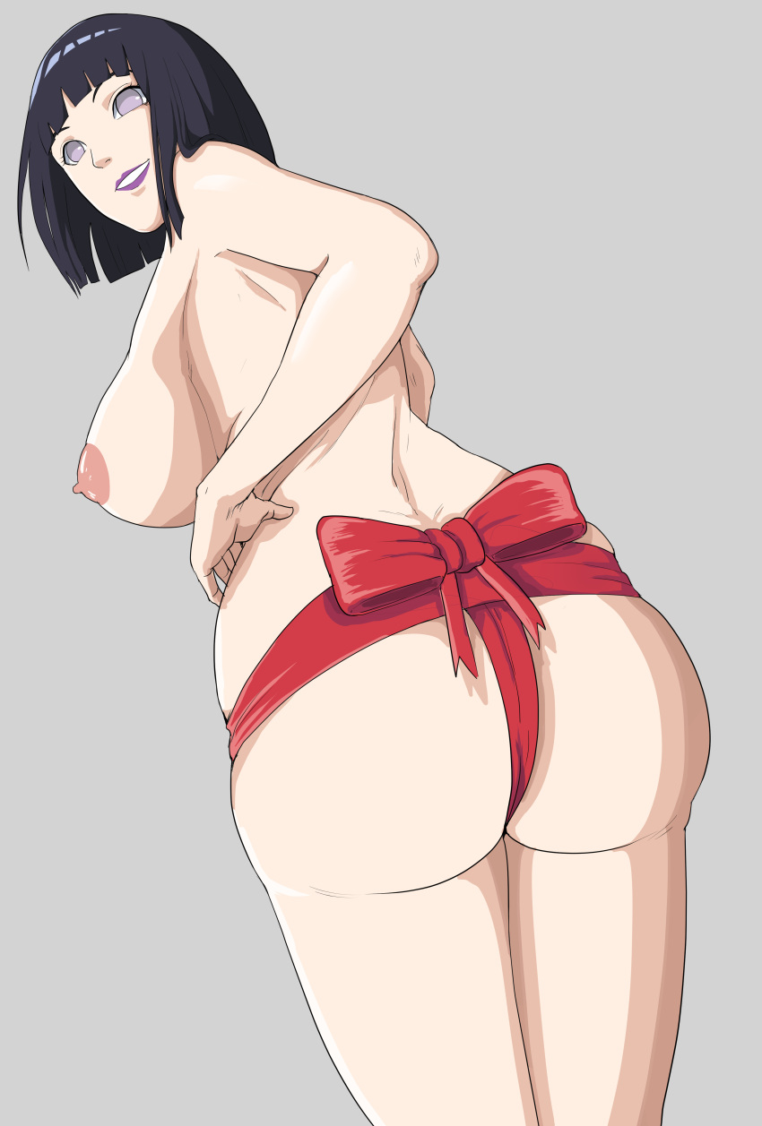 1girls areolae ass ass_focus back_view bananaman big_breasts bob_cut boruto:_naruto_next_generations bubble_ass bubble_butt busty christmas christmas_present curvaceous curvy curvy_female curvy_figure dat_ass erect_nipples female female_focus female_only hand_on_hip hi_res high_resolution highres holidays hourglass_figure hyuuga_hinata large_areolae large_breasts light-skinned_female light_skin lips lipstick makeup mature mature_female medium_hair milf naruto naruto_(series) nipples no_bra no_panties pale-skinned_female pale_skin pink_nipples pinup pose posing presenting_ass purple_eyes purple_lips purple_lipstick shoulder_length_hair shounen_jump smile smiling solo solo_female solo_focus standing thighs topless topless_female voluptuous wide_hips wrapped