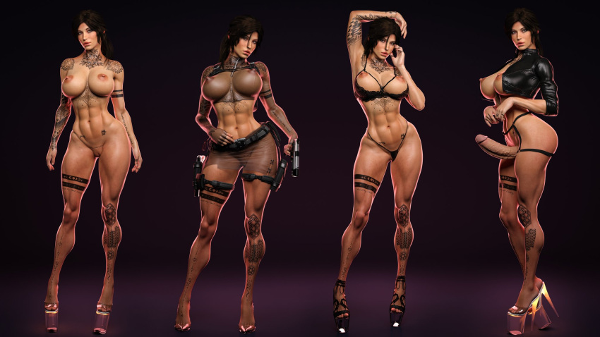 1futa 1girls 3d athletic athletic_female backpack bag belt big_ass big_breasts breasts busty casual clothing feet female female_only firearm fit fit_female footwear futanari handgun high_heels hips hourglass_figure human lara_croft lara_croft_(survivor) large_thighs legs legwear light-skinned_female light_skin lips mature mature_female muscular_female muscular_futanari navel platform_heels playstation shiny shiny_skin tactical_nudity thejaderabbit thick thick_legs thick_thighs thighs tomb_raider toned toned_female voluptuous waist weapon wide_hips