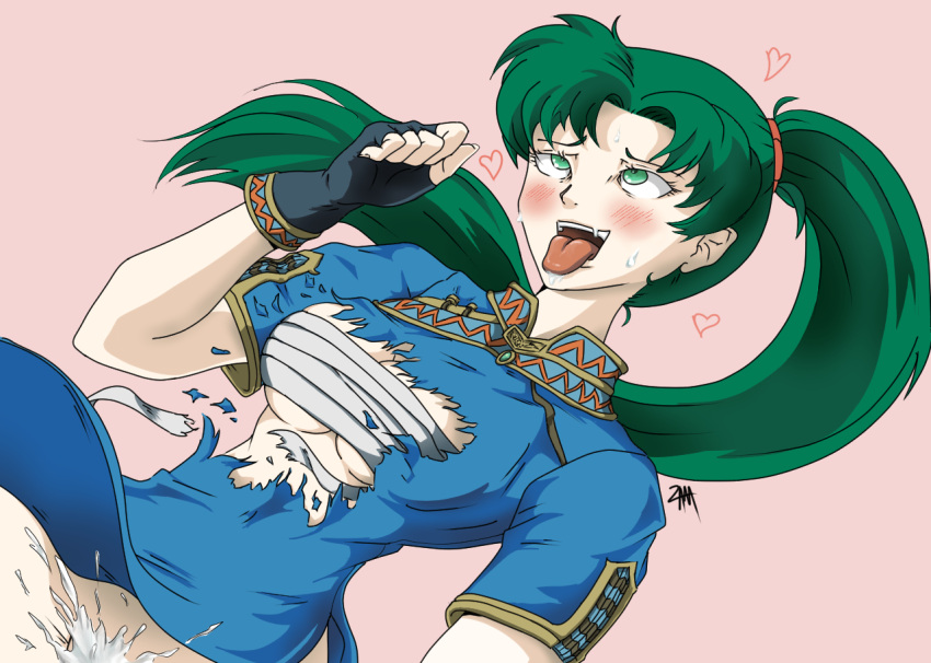 ahe_gao breast_wrap chest_sarashi cum cum_in_pussy cum_inside fire_emblem fire_emblem:_the_blazing_blade lyn_(fire_emblem) nintendo sarashi tongue_out torn_clothes torn_clothing zamtranger