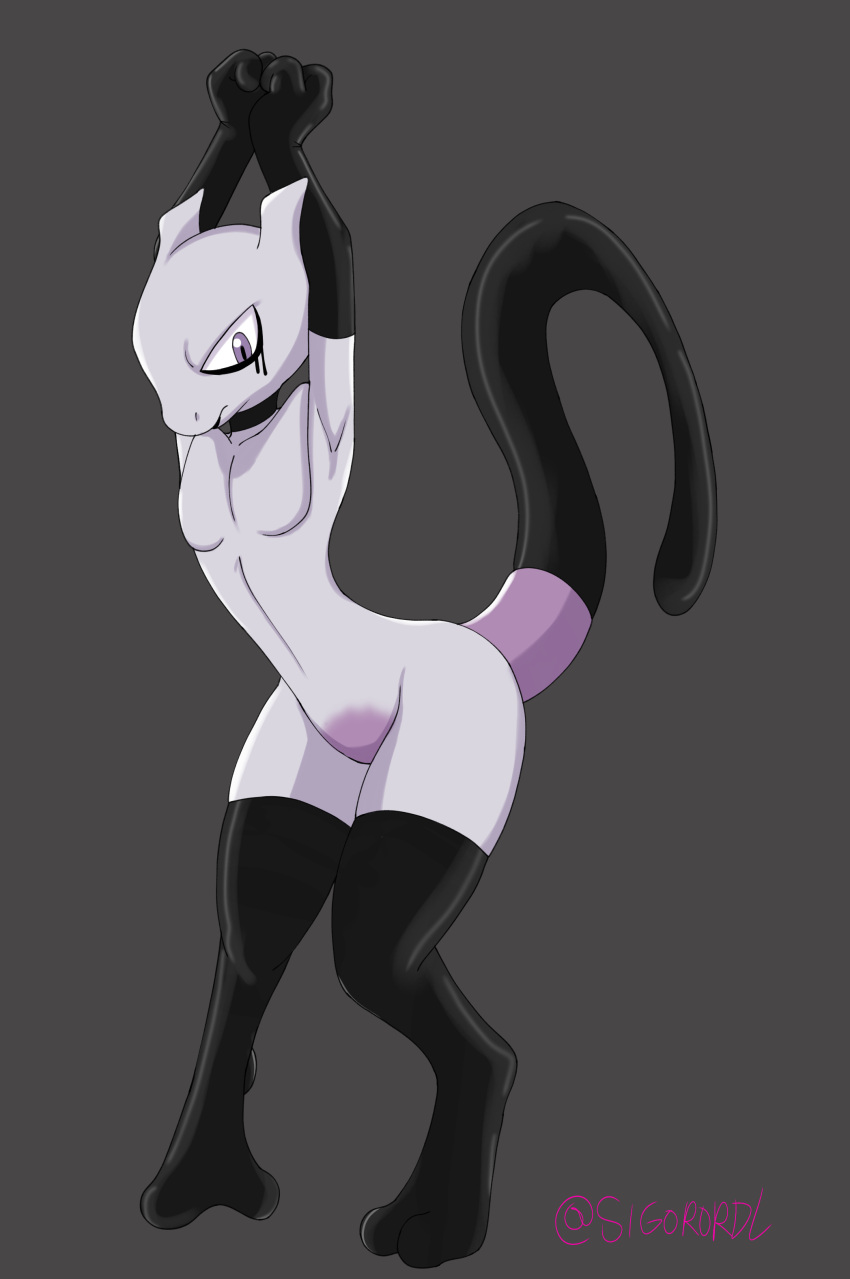 goth makeup mewtowo_(shadman) mewtwo pokémon_(species) pokemon pokemon_(species) pokemon_rgby pokephilia purple_skin sigorordl striped_panties