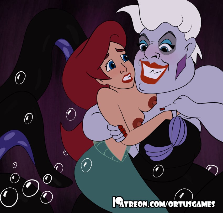 ariel bra breasts ocean take_off_bra the_little_mermaid under_the_sea underwater ursula ursula_(the_little_mermaid) water