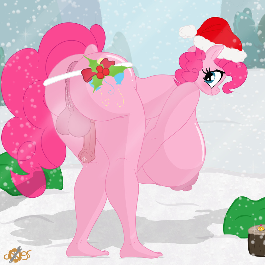 absurd_res anthro balls big_balls big_breasts breasts cogsfixmore equine_penis friendship_is_magic full-package_futanari genitals hasbro hi_res huge_balls huge_breasts huge_thighs hyper_breasts intersex my_little_pony pinkie_pie_(mlp) straight_hair thick_thighs