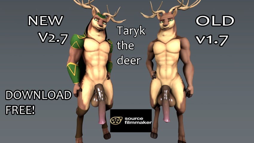 3d anthro deer equine_penis furry genitals hbnoob hi_res horsecock male mammal nude penis solo taryk taryk_(zaxelle)