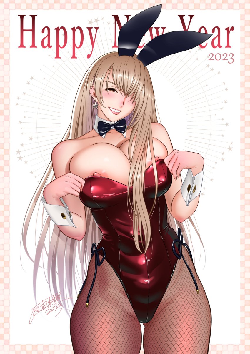 1girls 2023 absurdres animal_ears areola_slip areolae artist_name artist_signature bare_shoulders black_bow black_bowtie black_bunny_ears blank_background blush blushing_at_viewer bow bowtie bowtie_collar breasts breasts_out_of_clothes breasts_out_of_leotard brown_eyes brown_eyes_female brown_hair brown_hair_female bunny_ears bursting_breasts cleavage clothes_pull collarbone curvaceous detached_collar english_language english_text enormous_breasts erect_nipples eyebrows_visible_through_hair fake_animal_ears fake_bunny_ears fake_rabbit_ears female female_focus fishnet_legwear fishnet_pantyhose fishnet_stockings fishnets fully_clothed fully_clothed_female fusano_tomoka hair_covering_eye hair_covering_one_eye hair_over_one_eye happy_new_year hi_res high_resolution highres hourglass_figure huge_areolae huge_breasts huge_cleavage huge_nipples human jewelry leotard leotard_pull light-skinned_female light_skin lips lipstick long_brown_hair long_hair long_hair_female looking_at_viewer massive_breasts matching_hair/eyes milk_junkies_2 new_year new_year_2023 nipples_slip one_eye_covered pantyhose plain_background playboy_bunny playboy_bunny_costume playboy_bunny_leotard red_clothing red_leotard red_lips red_lipstick seductive seductive_eyes seductive_look seductive_smile silver_earrings silver_jewelry simple_background smile smiling_at_viewer solid_color_background solo solo_female standing standing_female star_earrings strapless strapless_leotard tatsunami_youtoku text tight_clothing tight_leotard top_heavy top_heavy_breasts voluptuous voluptuous_female white_background white_wrist_cuffs wrist_cuffs year year_of_the_rabbit