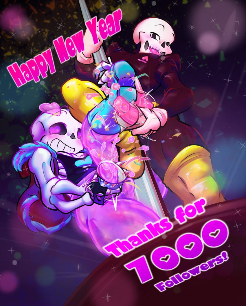 alternate_universe animated_skeleton celebration confetti cum cum_outside cumshot ectobody ectopenis footjob footjob_with_legwear male male_only mellednsfw milestone_celebration papyrus_(underlust) papyrus_au penis pink_penis pole pole_dancing purple_penis sans sans_(underlust) sans_au skeleton stripper_pole underlust underlust_papyrus underlust_sans undertale_au