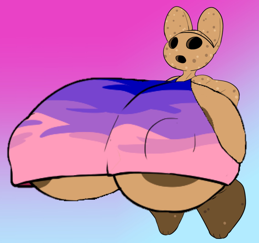 3_toes animal_crossing anthro areola areola_slip big_breasts bottomless breasts brown_body clothed clothing coco_(animal_crossing) fecharis feet female genitals gyroid hand_on_hip hyper_breasts lagomorph leporid mammal nintendo onetiredbear pussy rabbit solo toes topwear under_boob video_games wide_hips