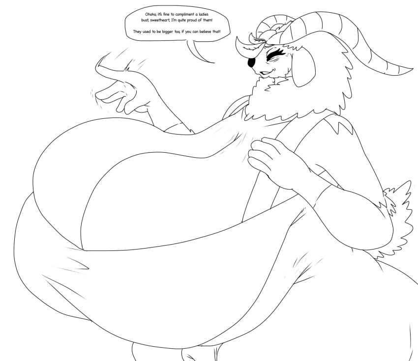 anthro breasts female gogoat horns huge_breasts nintendo pokémon_(species) pokemon speech_bubble thecuckman video_games