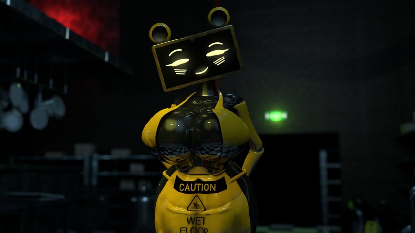 3d 3d_(artwork) animatronic big_breasts big_butt five_nights_at_freddy's five_nights_at_freddy's:_security_breach patpat robot sign thighhighs wet_floor_bot_(fnaf)