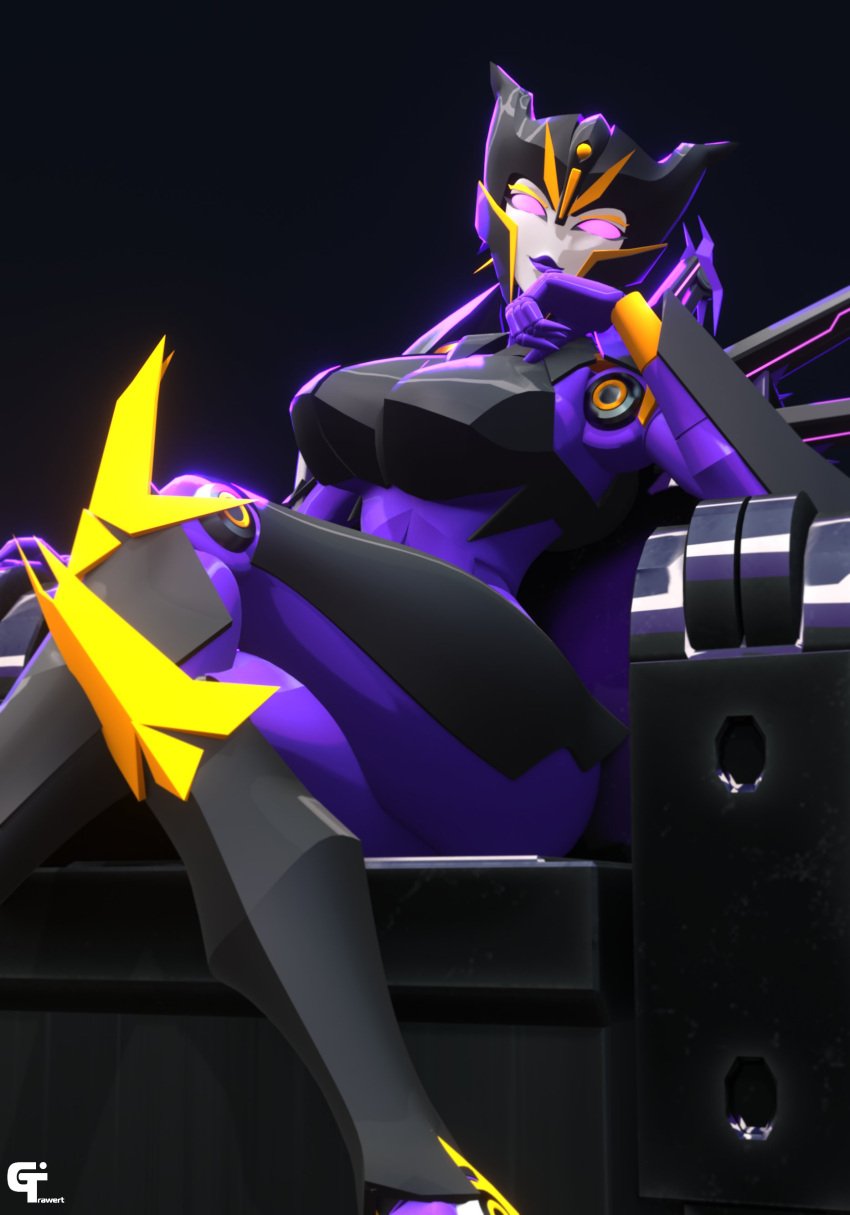 1girls 3d airachnid alien alien_girl big_breasts cleavage crossed_legs decepticon female female_focus hourglass_figure no_nose purple_eyes purple_lips sitting sole_female thick_thighs tilted_head transformers transformers_prime trawert