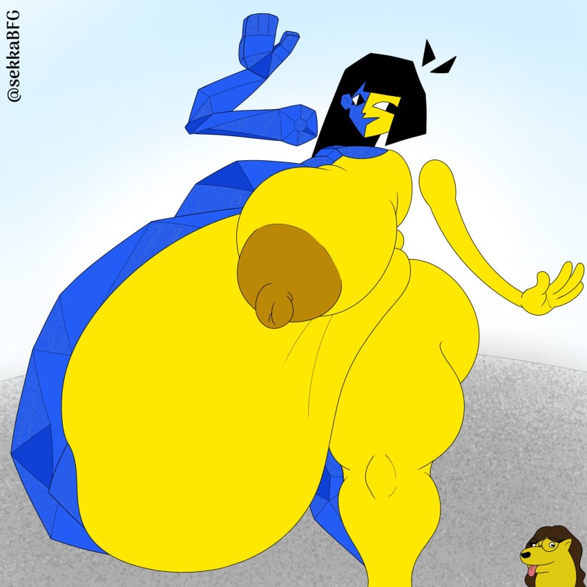 1girls areolae black_hair blue_skin breasts ena hourglass_dog_(ena) huge_areolae hyper_breasts hyper_pregnancy joel_g multicolored_body newgrounds nipples polygonal pregnant pregnant_with_multiples ready_to_pop secca_(artist) turrón_de_doña_pepa turron two_tone_body yellow_skin