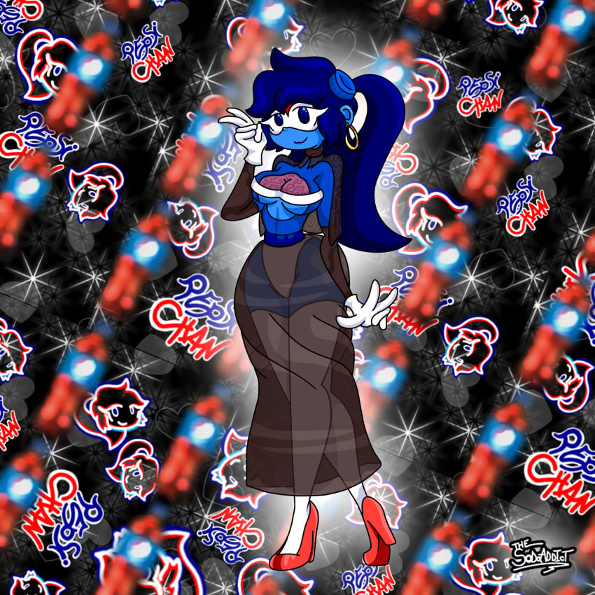 big_breasts big_hair blue_body blue_eyes blue_hair blue_skin boobs breasts costume female female_only giant_breasts gloves halloween_costume high_heels long_hair massive_breasts no_bra no_panties no_underwear oc original_character panties pepsi pepsi-chan pepsi_addict pepsiwoman ponytail_female rule_63 shirt thick thick_ass thick_hips thick_legs thick_thighs thigh_highs thighhighs thighs transparent_clothing white_gloves white_panties