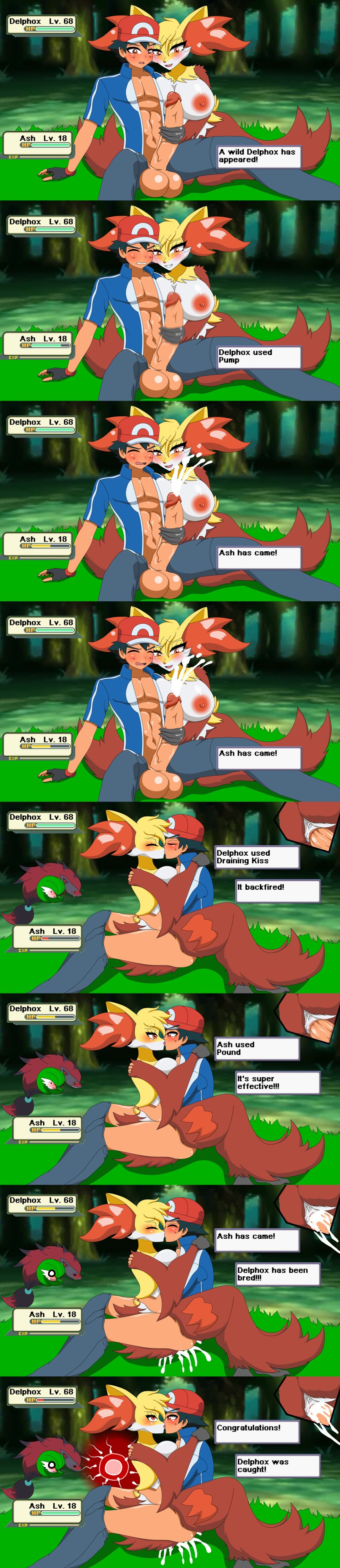 1boy 1boy1girl ash_ketchum big_breasts blushing comic cum cum_in_pussy cum_inside cum_outside cumshot delphox english_text female female_on_top fox fox_ears fox_girl furry gameplay_mechanics handjob health_bar human_impregnating_pokemon human_male_on_anthro_female impregnation interspecies interspecies_impregnation kissing large_breasts large_penis male male_human/female_anthro male_human/female_pokemon ovum penetration penis pokemon pokemon_(species) pokephilia satoshi_(pokemon) sex spread_legs text vaginal_penetration x-ray xml_xrossover(artist) zoroark