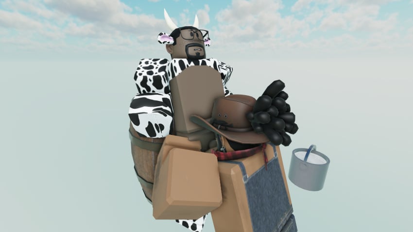 3d artist_request black_body black_penis bucket_of_milk cow_print cow_tail cowboy_hat daviiblue dreadlocks femboy_on_male freckles gay gay_blowjob milking overalls roblox roblox_avatar robloxian sex source_request tagme