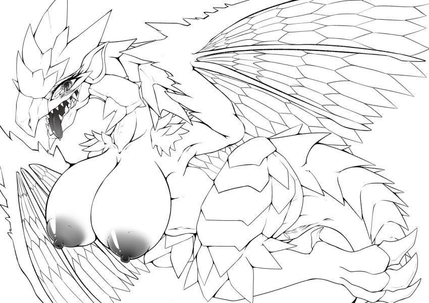 areola azure_rathalos big_areola big_breasts breasts busty_feral capcom dragon female feral flying_wyvern hi_res monster_hunter rath_wyvern rathalos rule_63 solo thick_thighs tongue tongue_out torimochi video_games