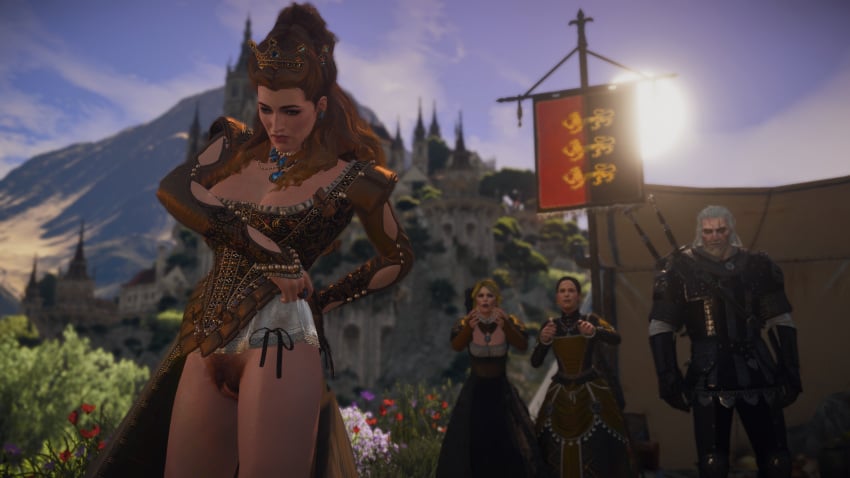 3d 3girls anna_henrietta doctorevodka exhibitionism female geralt_of_rivia outside pubic_hair pussy the_witcher_(series) the_witcher_3:_wild_hunt