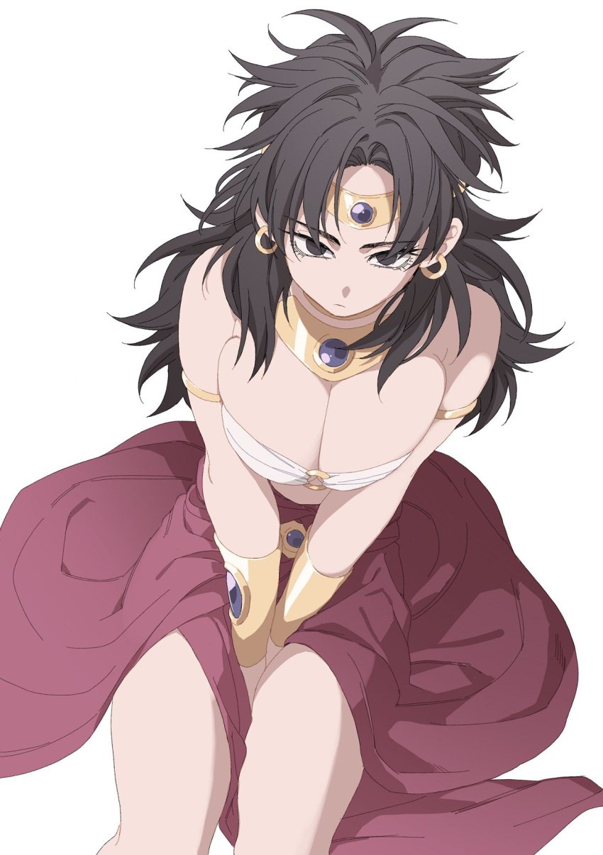 breasts broly broly_(dragon_ball_z)_1993 dragon_ball ear_piercing earrings female jewelry kkkkkirrier long_hair looking_at_viewer looking_up rule_63