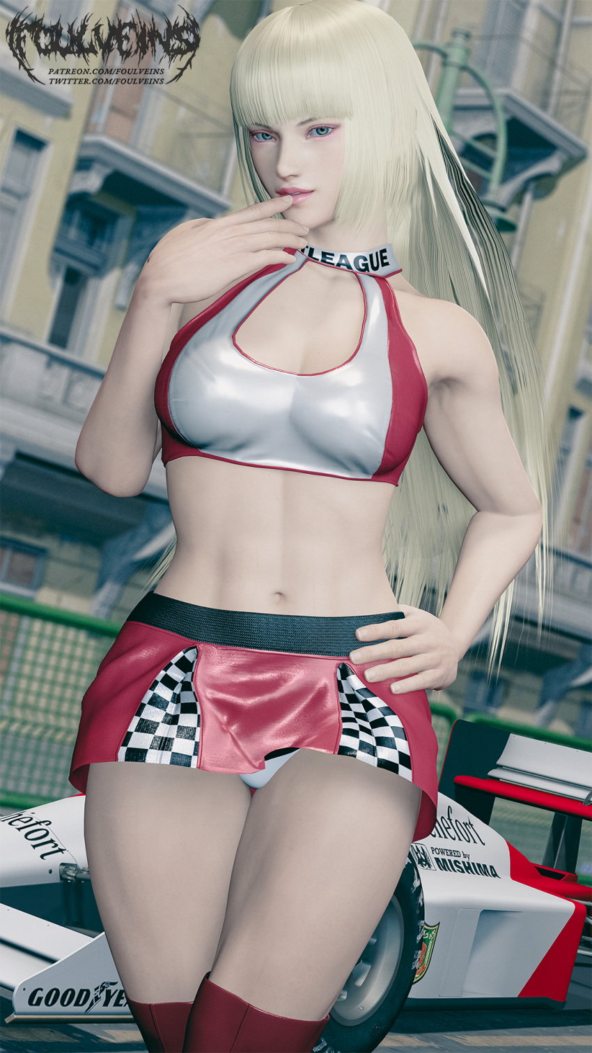 1girls 3d athletic athletic_female bangs blonde_hair blue_eyes blunt_bangs boots busty emilie_de_rochefort female female_focus female_only foulveins hourglass_figure long_hair medium_breasts panties panty_peek pinup pinup_pose skirt solo tagme tekken thighs wide_hips