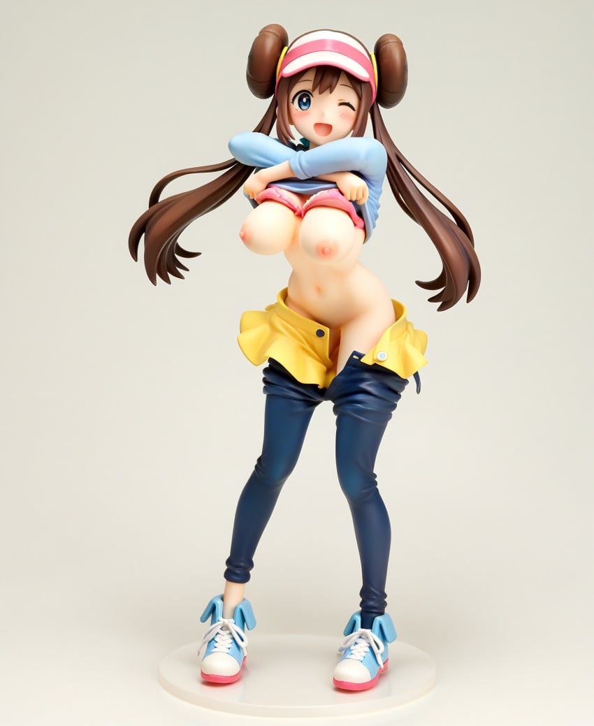 ai_generated figure flashing_breasts large_breasts nipples pokemon rosa_(pokemon)