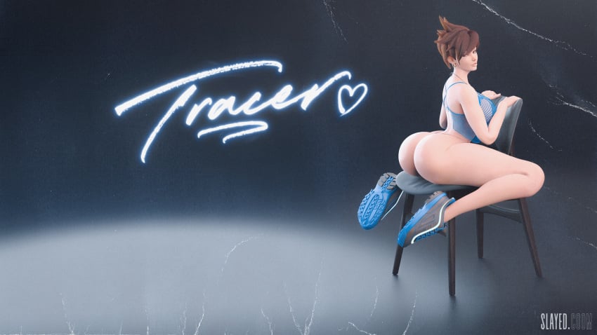 3d 80's_theme big_ass bikini bikini_top bimbo blender brown_eyes brown_hair chair fishnet fishnet_shirt g-string lips lordfappington overwatch pinup shoes sitting slayed.coom sneakers thong tracer wallpaper