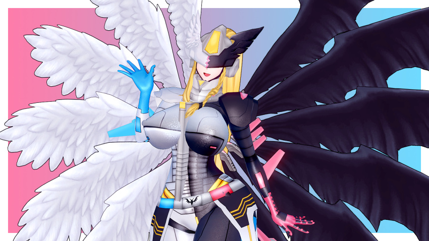 12_wings 1girls 3d angel angel_wings apuri demon demon_wings digimon digimon_(species) digimon_story digimon_story:_cyber_sleuth female female_only half_angel half_demon mastemon solo wings