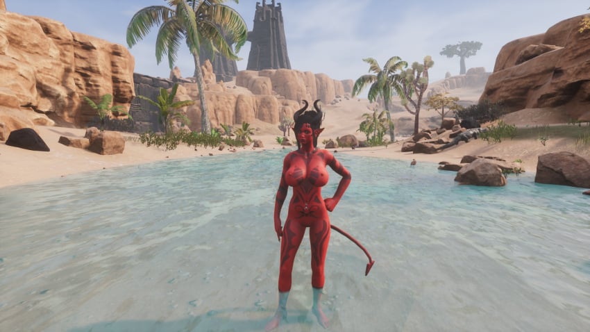 breasts conan_exiles kelly_the_succubus naked red_skin succubus