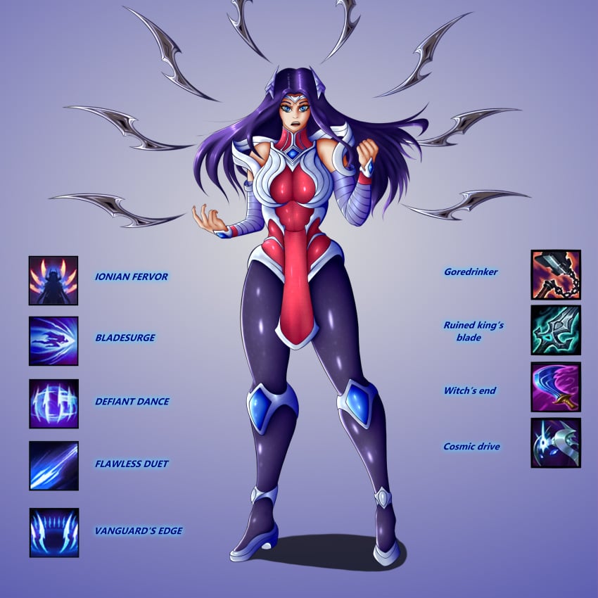 adekvatx ass breasts female fully_clothed gameplay_mechanics irelia_xan league_of_legends pre-transformation thick_thighs transformation wide_hips