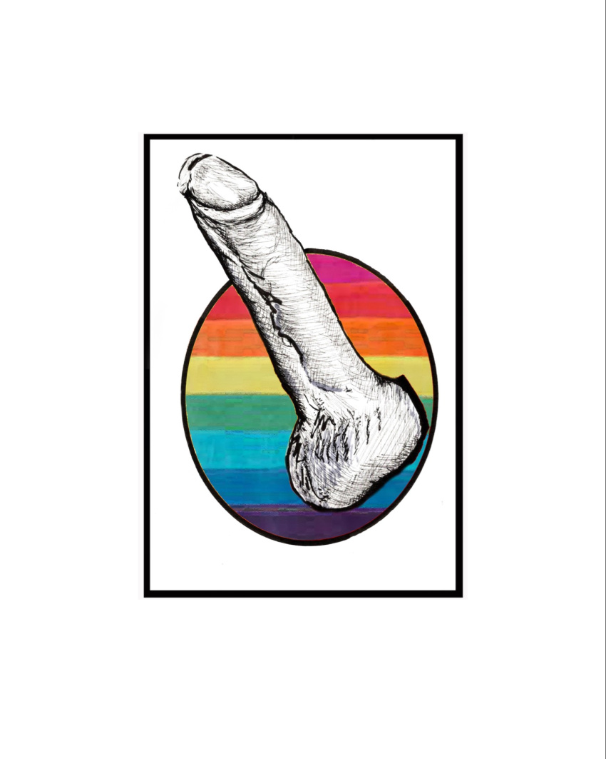 1981_simon_1981 big_penis cock_out gay gay_art gay_male hand_drawn ink ink_art no_visible_face pen pen_art penis pride pride_colors pride_flag sketches_by_adab