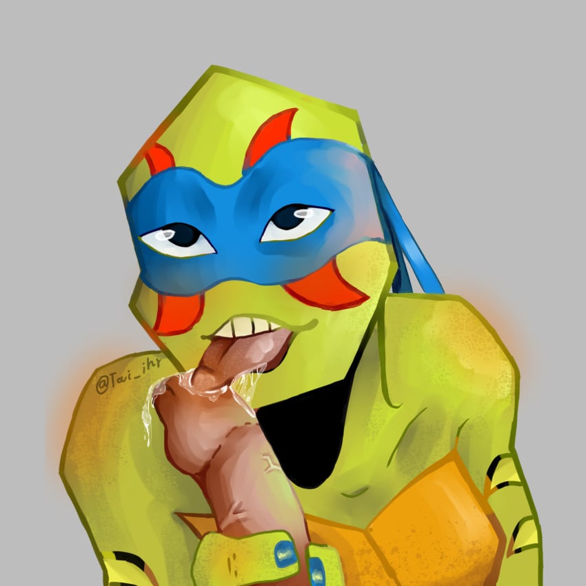 gay leonardo leonardo_(rise_of_the_tmnt) leonardo_(tmnt) nsfw rise_of_the_teenage_mutant_ninja_turtles rottmnt saliva tai_ihr teenage_mutant_ninja_turtles tmnt tongue_out turtle